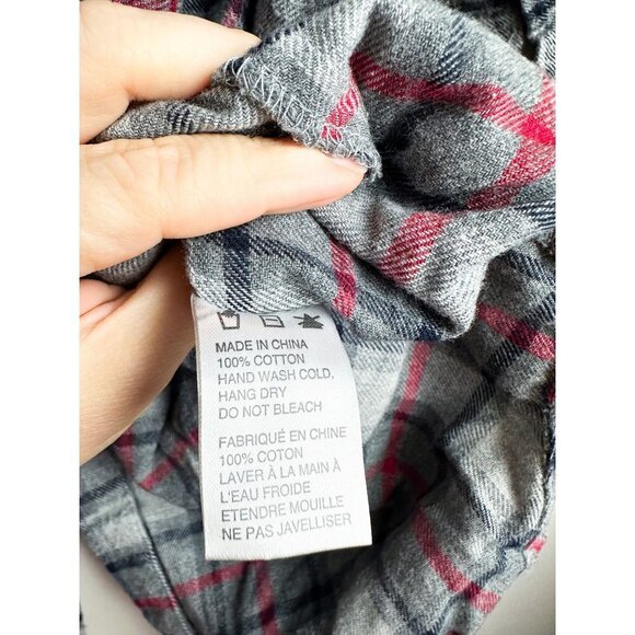 Ethereal Split Open Back Flannel Plaid Button Down Womens Gray Small - Picture 5 of 9